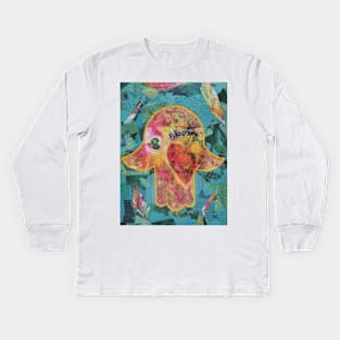 Bloom Hamsa by Harriette Knight Kids Long Sleeve T-Shirt